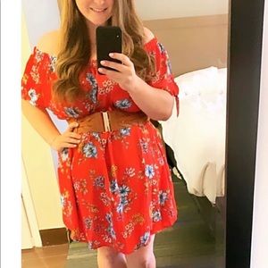 Rue21 Red Floral Off the Shoulders Dress